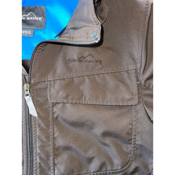 Mens Eddie Bauer Brown Full‎ Zip Hooded UPF 30 Water Repellant Jacket Pockets S - Picture 5 of 10